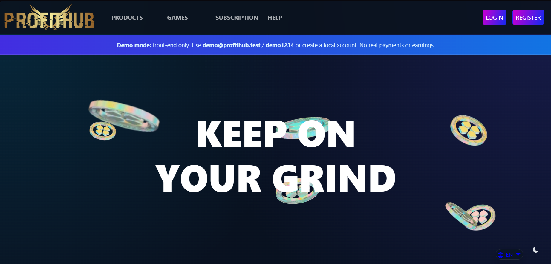 ProfitHub homepage preview