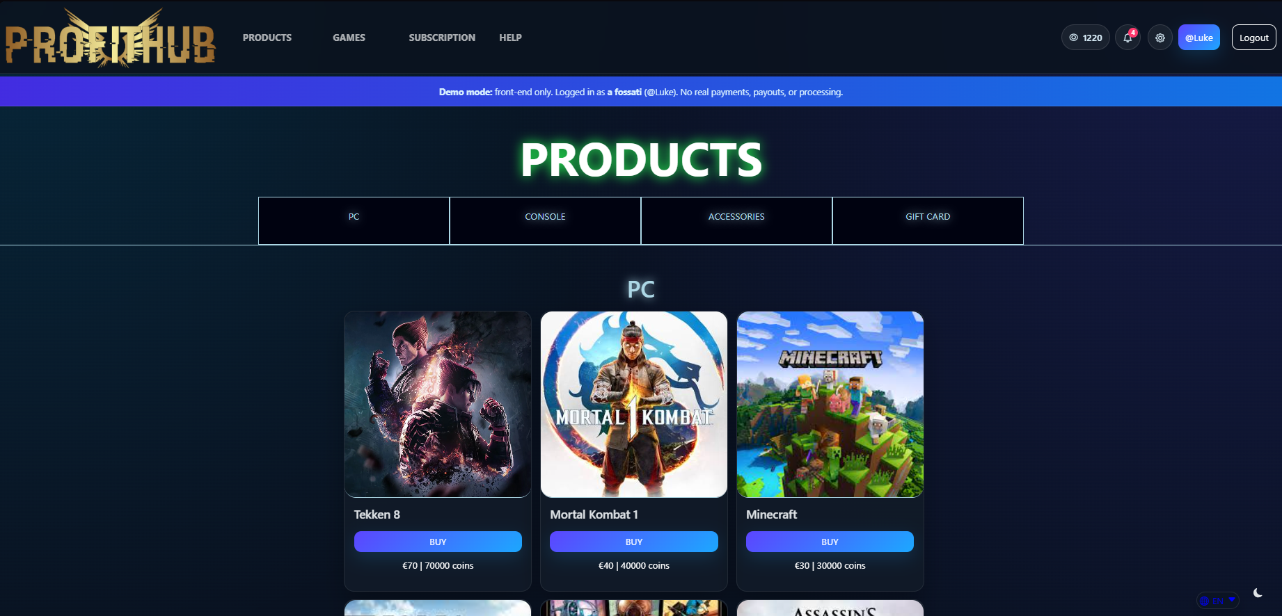 ProfitHub products preview